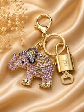 LV Gold Padlock & Key 🔒 Authentic Louis Vuitton Bag Unbranded Elephant Charm